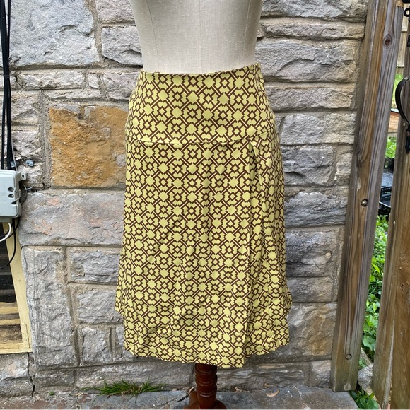J McLaughlin retro mod geometric pattern green brown skirt 10 - Picture 1 of 15